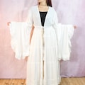 Boho Long Ruffle Duster, Long Sleeve Kimono, Cotton Maxi Jacket, Festival Fashion, Beach Cover up, Flowy Hippie Top,90s Hippie Summer Blouse