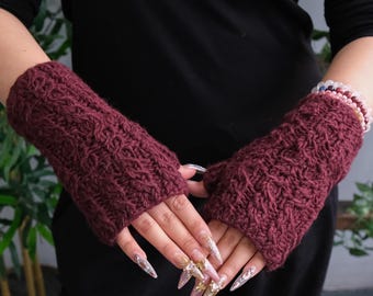 Guanti Senza Dita In Maglia Per Donna, Scaldapolsi - Foto 8