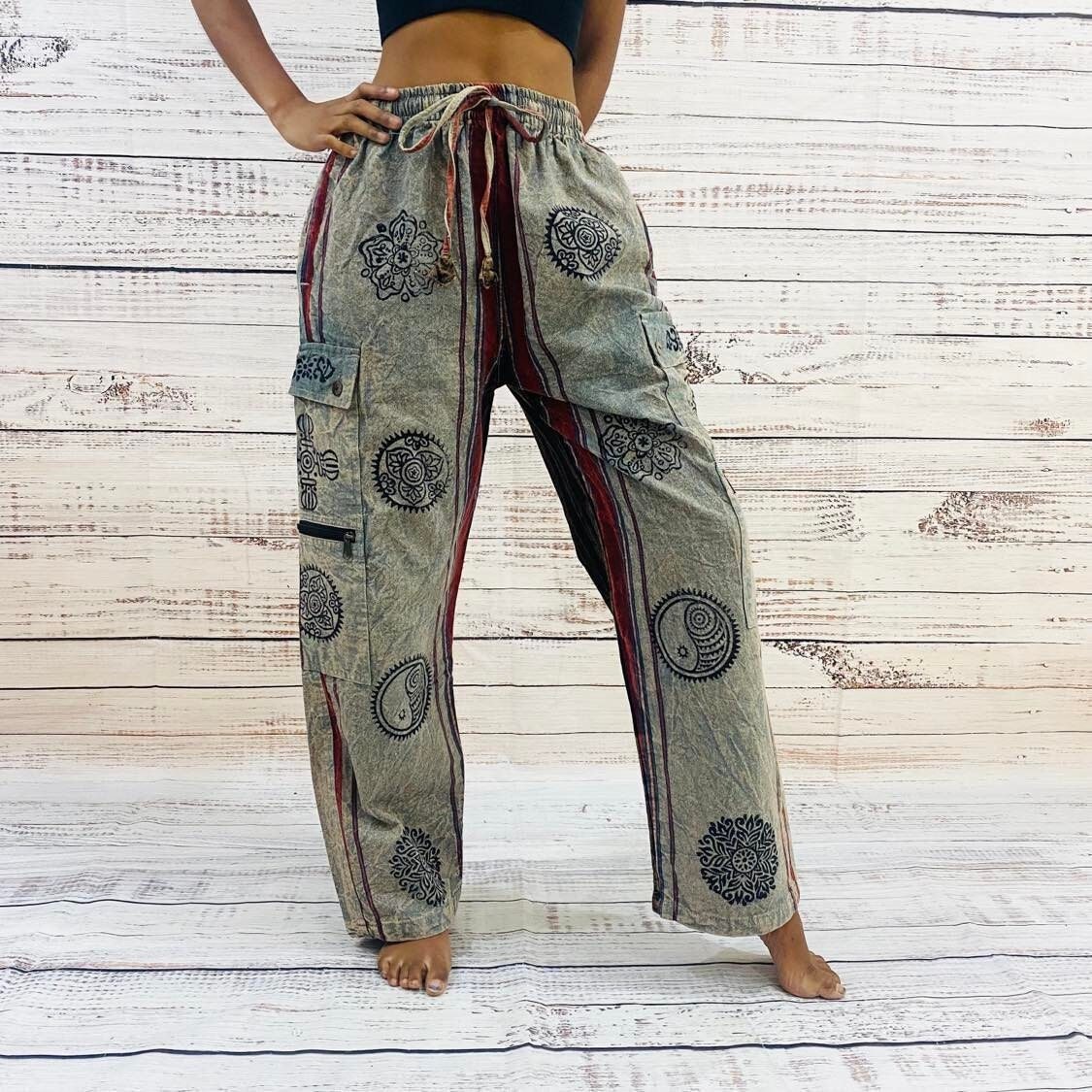 Pure Cotton Pant For Ladies, Hand Block Printed Petal Pant