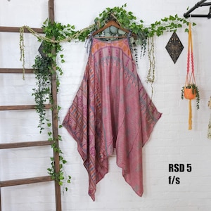 Boho Slip Dress, One of a Kind Recycled Sari Long Maxi Dress, Bohemian Summer Dress, Flowy Vintage Sun Dress, 90s Style,Festival Fashion