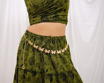 Boho Chain Belt, Whimsical Wiccan Style Waist Belt, Witchy Style, Butterfly Moon Sun Belts, Wicca Style Belt, Gold Silver Chain Belts
