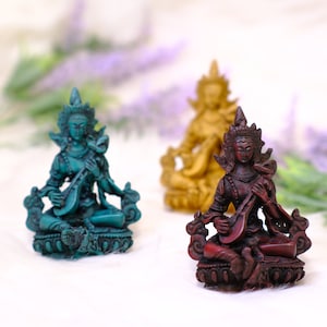 Saraswoti Statue,Handcarved Maa Saraswati Figurine,Goddess of Knowledge,Wisdom,Hindu Diety of Art, Music,Spiritual Decor,Hindu Altar Goddess