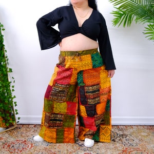 Floral Pastel Patchwork Palazzo Pants: Wild Botanique in Cotton main image 1