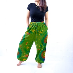 Funky Colorful Unisex Festival Trousers, Sun Moon Om Rainbow Crazy Pants,  Hippy