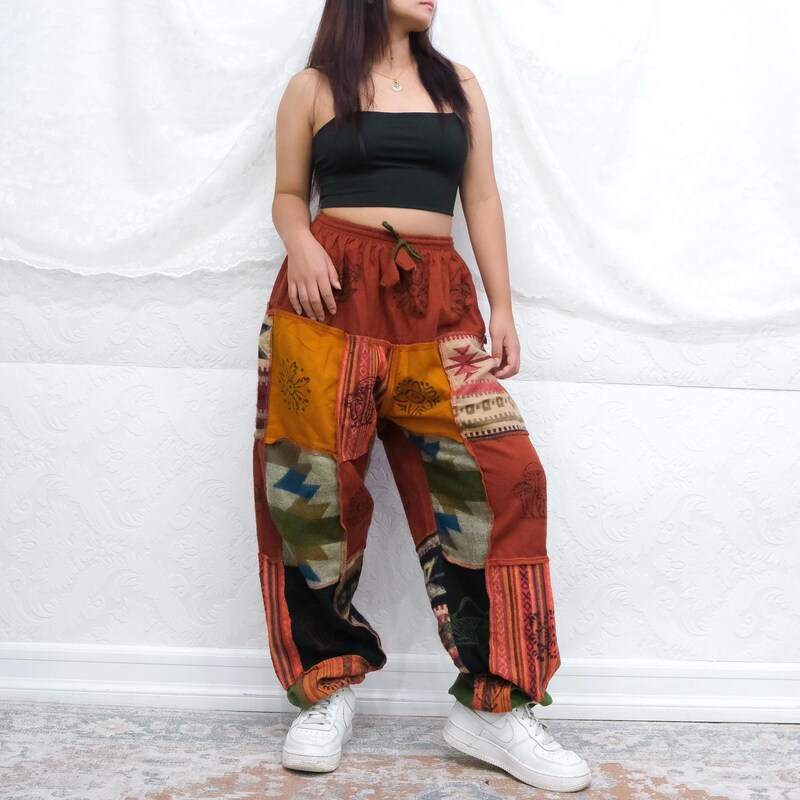 Black Studded Logo Harem Pants