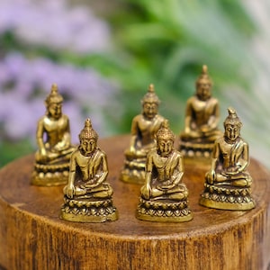 Small Brass Meditation/Healing Buddha, Handmade Buddha Statue from Nepal, Tiny Brass Buddha Idol, 1.5 inches Gautam Buddha Idol, Altar Idol