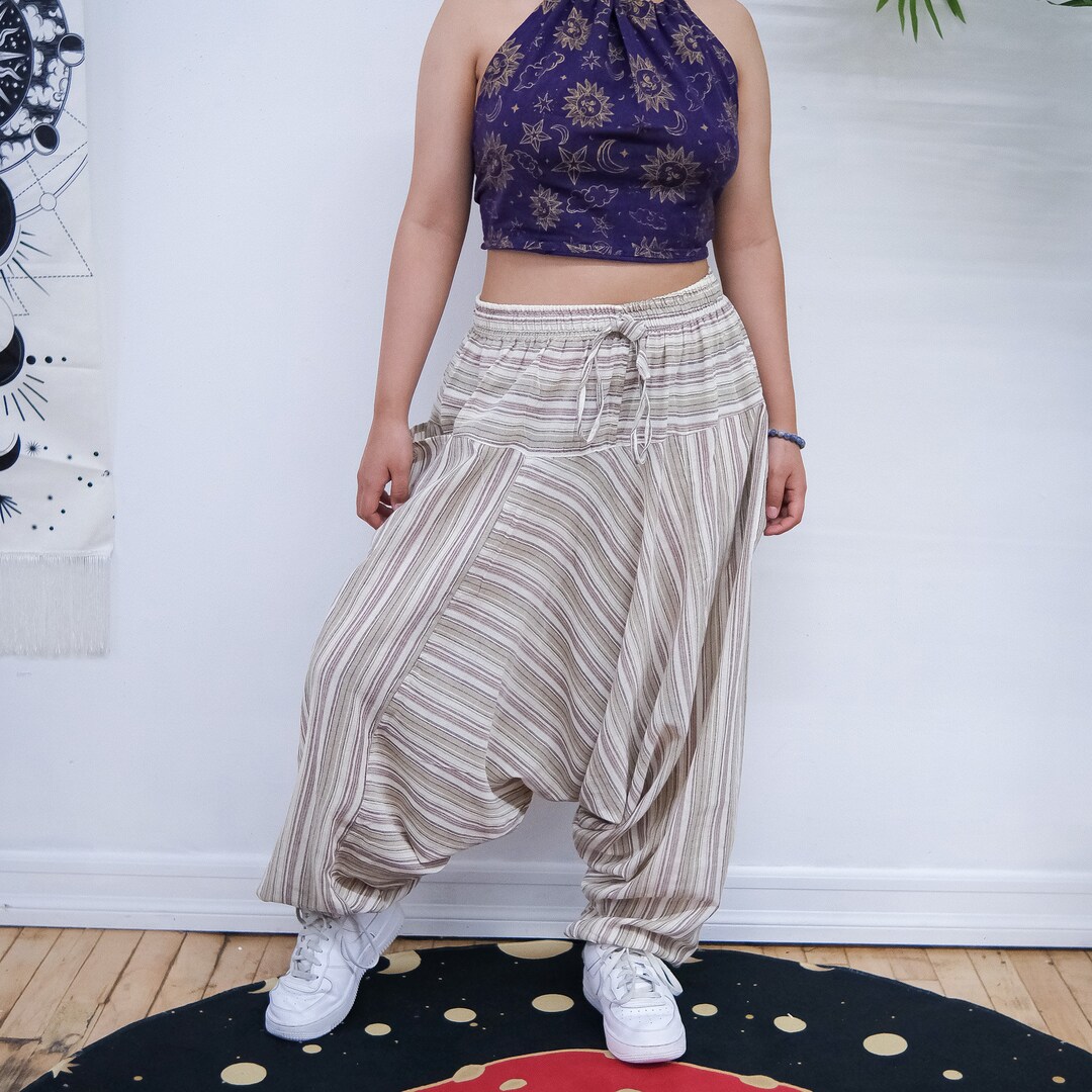 Cotton Harem Pants, Unisex Aladdin Trousers, Pants With Pockets