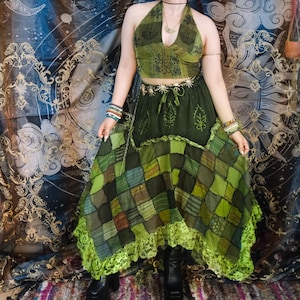 Patchwork Lace Assymetrical Skirt, Cotton Summer Skirts, Boho Hippie Long Fairy Skirts, Ruffle Skirts, Bohemian Y2K Fashion,90s Pixie Style