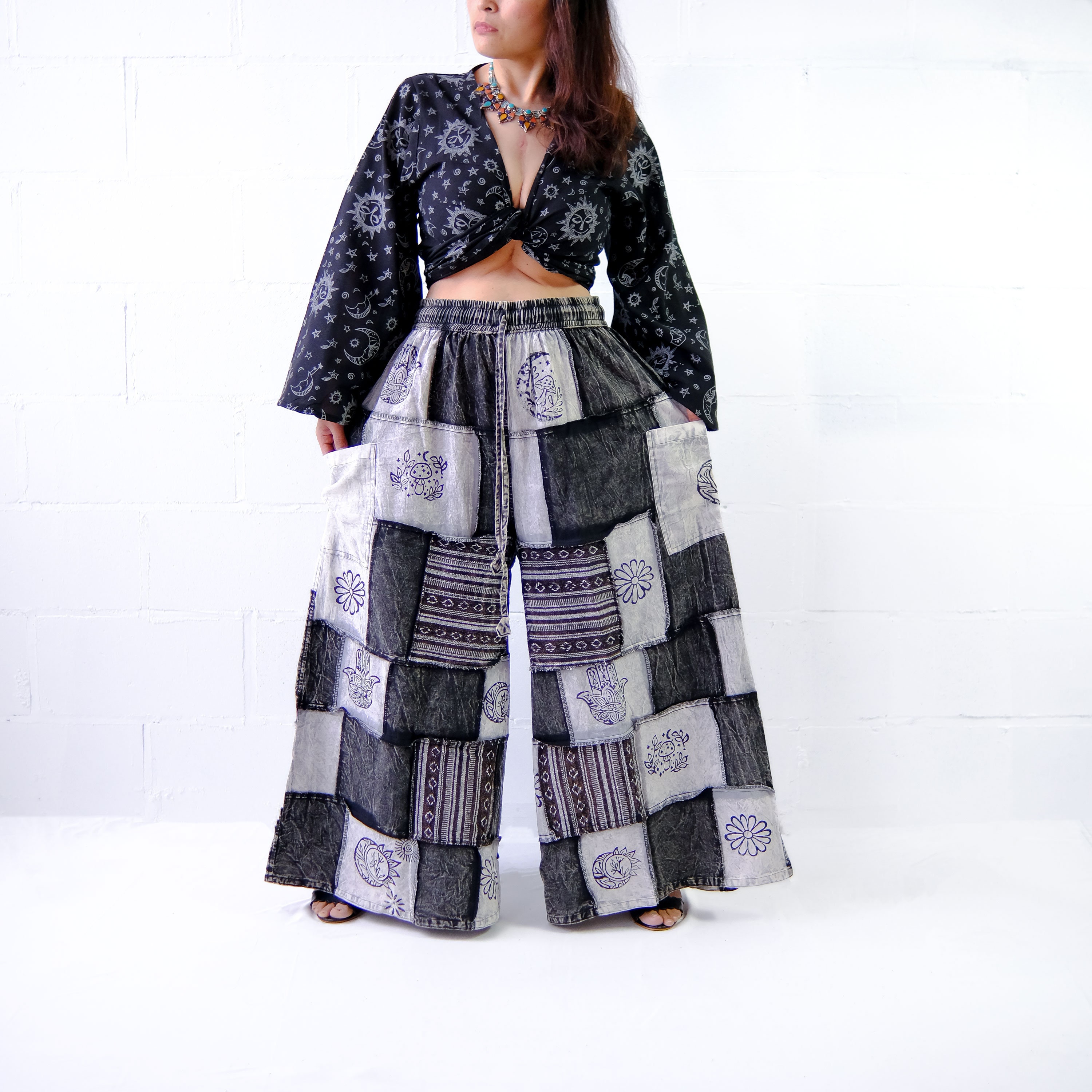 Patchwork Palazzo Wide Leg Pants, Earth Tones Boho Festival Trousers, 90s Hippie Pants, Whimsigoth Styles, Cotton Plus Size Trousers, Yoga - Etsy Patchwork Palazzo Wide Leg Pants, Earth Tones Boho Festival Trousers, 90s Hippie Pants, Whimsigoth Styles, Cotton Plus Size Trousers, Yoga - Etsy