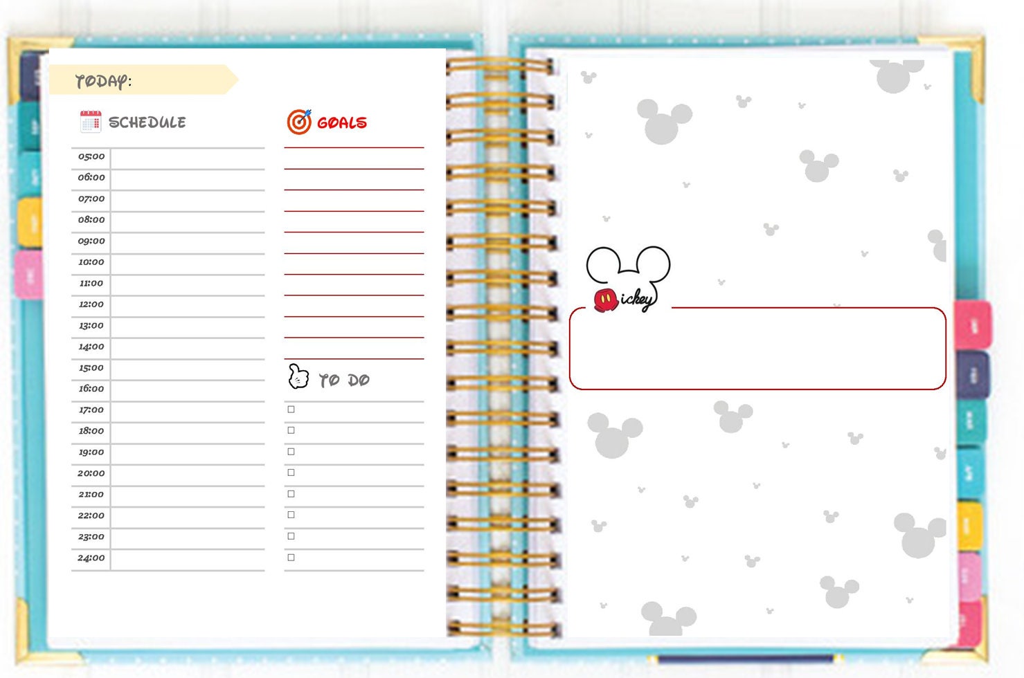 Mickey Mouse template planner bundle A5 inserts Monthly Etsy