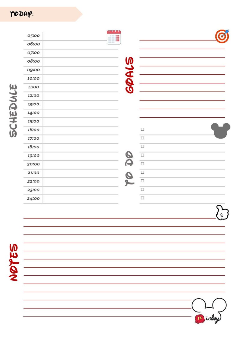 mickey-daily-planner-a4-inserts-kids-planner-disney-daily-etsy