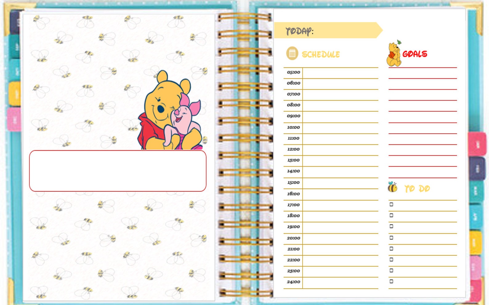 Winnie the pooh Planner A5 inserts Kids Planner Disney Daily Etsy