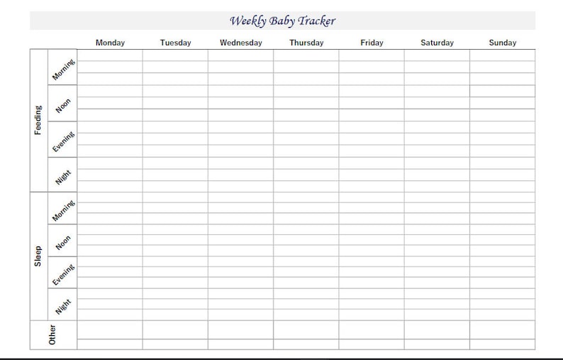 Baby Weekly Schedule Routine Printable Nanny Log Newborn Etsy