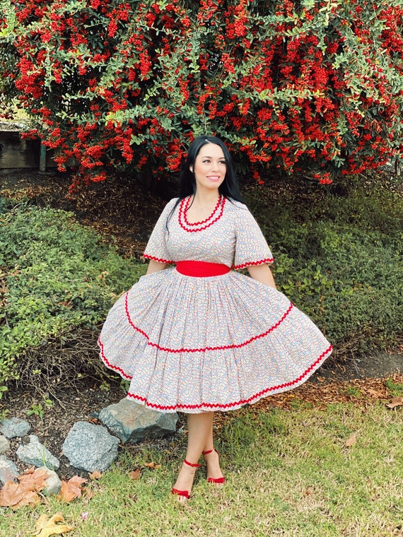 Vintage apple novelty square dance dress