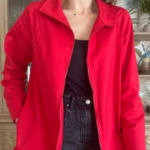 Red Plain Gabardine shirt-jacket