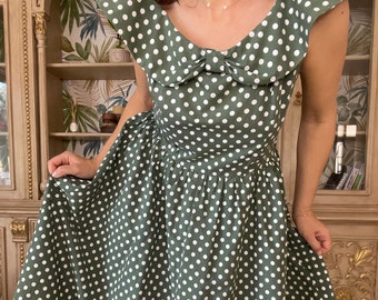 Green 50's Polka Dots Dress