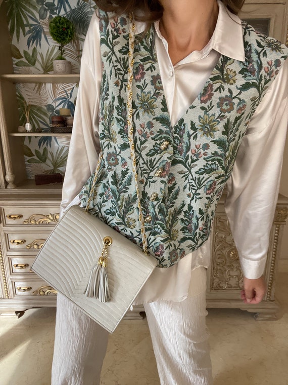 Vintage brocade floral vest - image 7