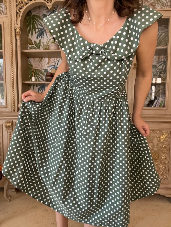 green white polka dot dress Nellie Mini Dress Green Polka Dot main image 0