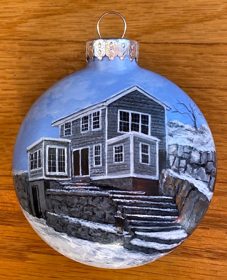 Custom House Ornament Hand Painted Glass Christmas Ornament Etsy