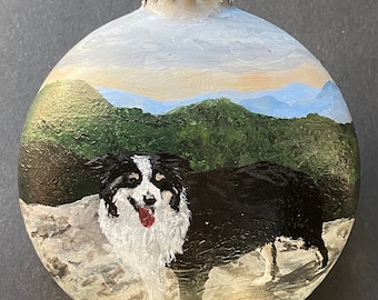 Custom Pet Portrait Christmas Ornament: Hand-Painted Glass Ornament
