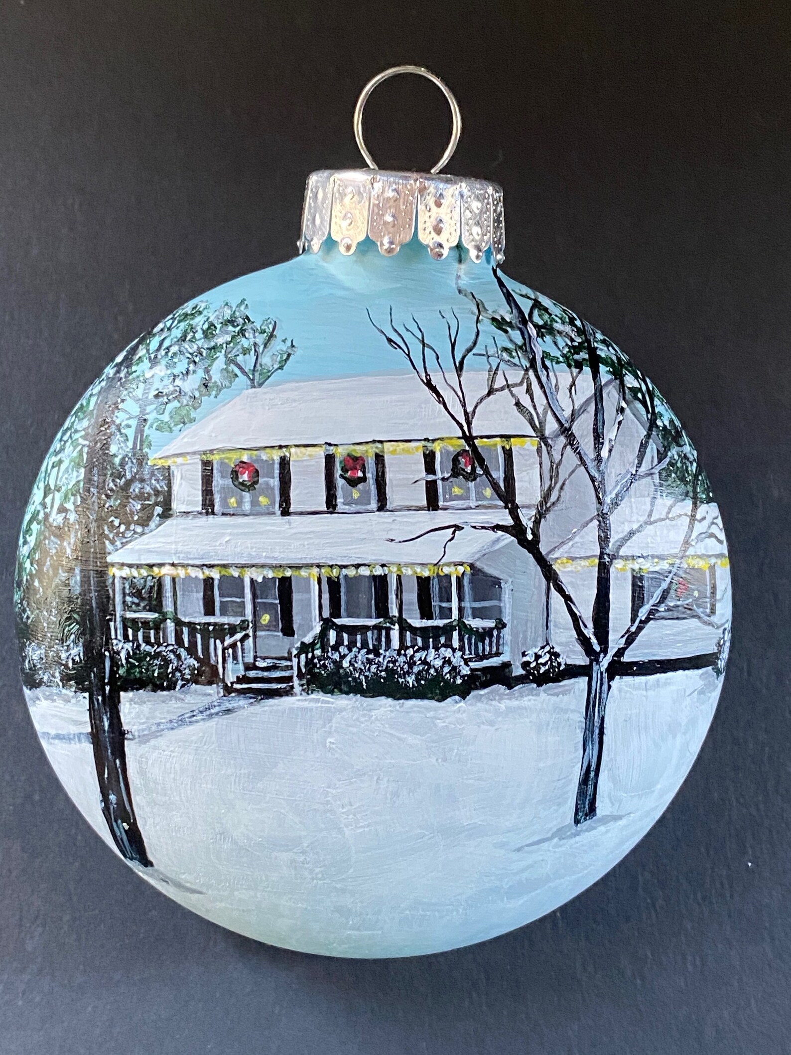 Custom House Ornament Hand Painted Glass Christmas Ornament Etsy