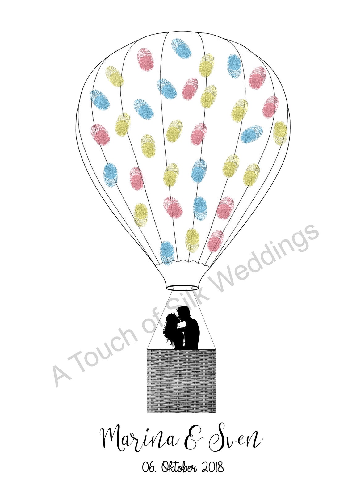 Hot Air Balloon Fingerprint Guest Book with Ink Etsy