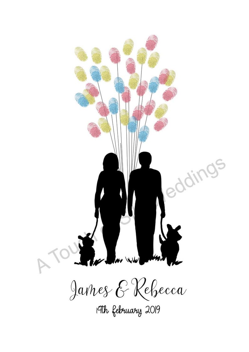 Couple /& Their Dogs Fingerprint Guest Book