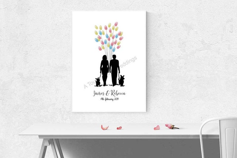 Couple /& Their Dogs Fingerprint Guest Book