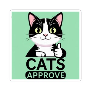 Cute Cat Approval Kiss-Cut Stickers, Cat Lover Gifts, Pet-Themed Decor, Funny Stickers for Laptops, Birthday Party Favors