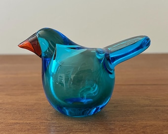 Oiva Toikka Flycatcher (sieppo) Art Glass Bird Salmon Pink