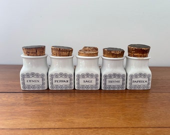 ARABIA FINLAND Flower Spice Jars Esteri Tomula Set of 5