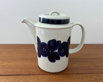 ARABIA FINLAND Anemone Tea Coffee Pot by Ulla Procope Cobalt Blue Stoneware