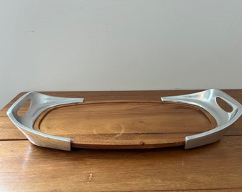 Dansk Serving Tray Wood and Silver Handles India