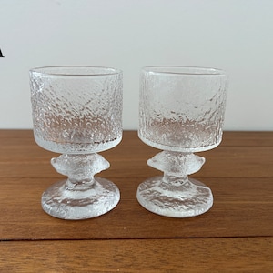 Iittala Senaattori Goblet Wine Shot Glass by Timo Sarpaneva Finland Set of 2
