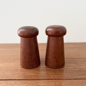 Teak Wood Salt Pepper Shakers Danish Mid Century Modern