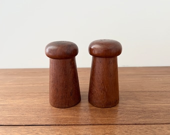 Teak Wood Salt Pepper Shakers Danish Mid Century Modern