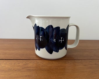 ARABIA FINLAND Anemone Pitcher by Ulla Procope Cobalt Blue Stoneware