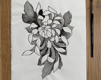 Original Drawing Watercolor - Chrysanthemum I