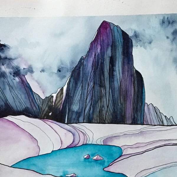 Aquarelle dessin original - Alaska