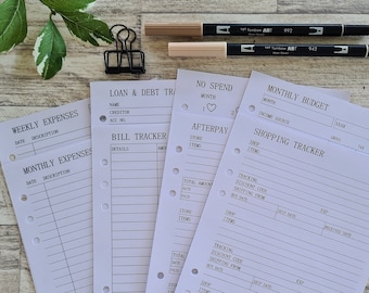 A5 Finance Bundle Planner Inserts - This A5 Planner Insert Pack is Printed ready for you to use - 76 Pages