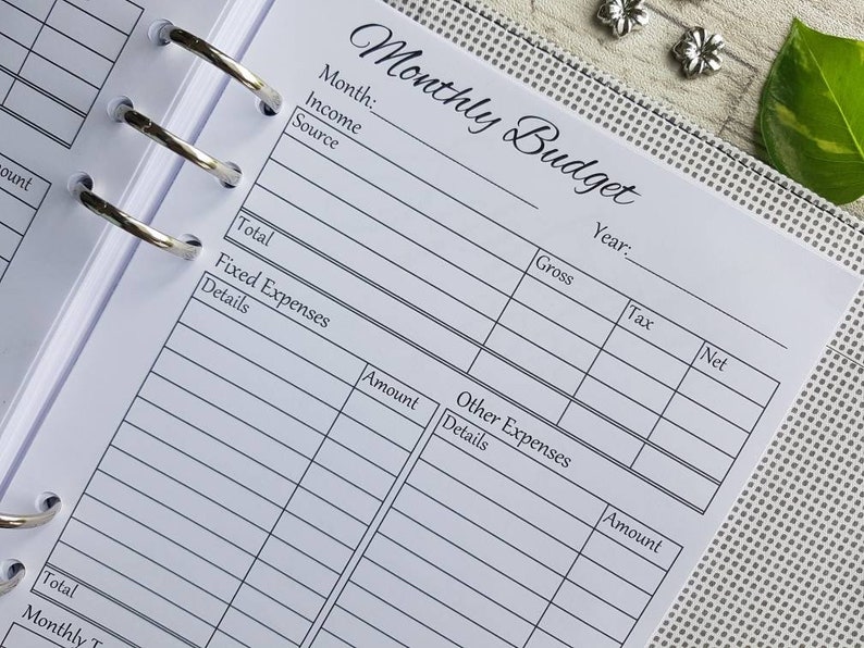 A5 Monthly Budget Planner Inserts. 6 Double Sided Sheets Etsy