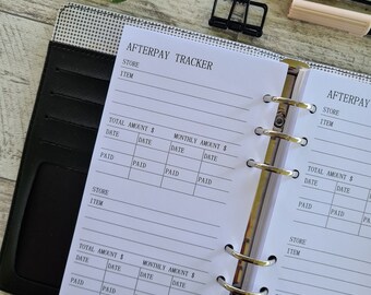 Afterpay Tracker Personal size Planner Inserts 12 Double sided Pages After Pay Trackers