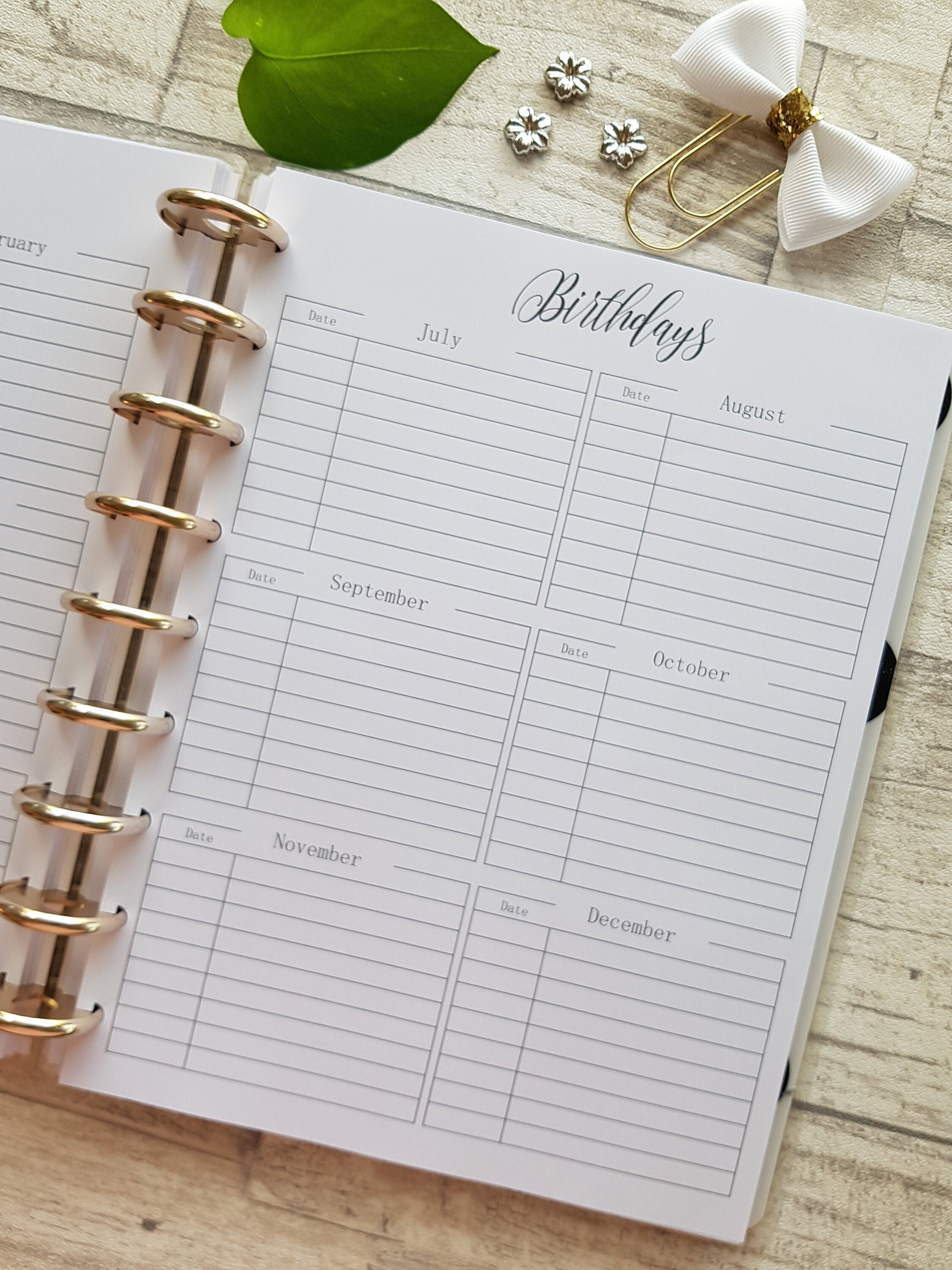 Classic Happy Planner Birthday Tracker Printed Birthday Etsy