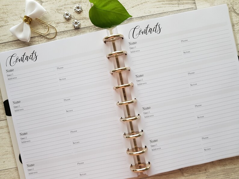 Contact List Happy Planner Inserts Address book Printed Etsy