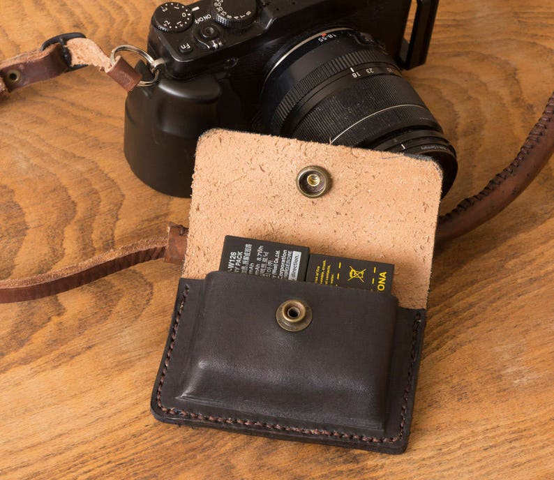 Genuine Leather Dual Camera Fujifilm Battery Holder Pouch Etsy
