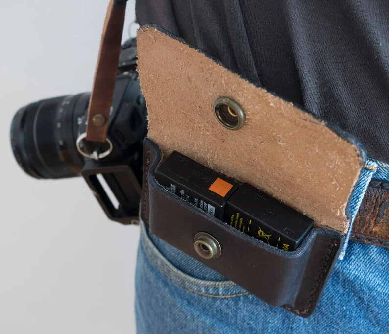 Genuine Leather Dual Camera Fujifilm Battery Holder Pouch Etsy