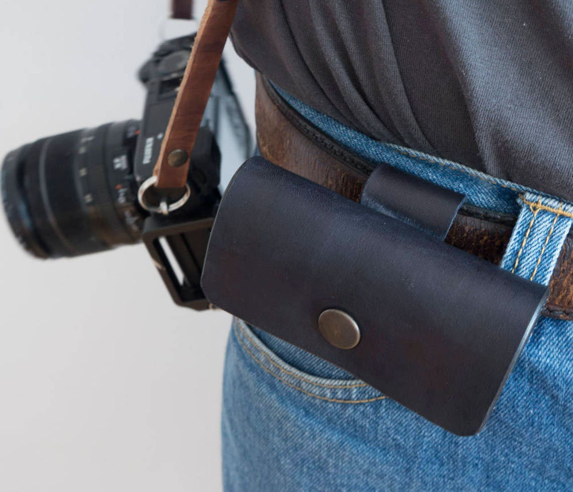 Genuine Leather Dual Camera Fujifilm Battery Holder Pouch Etsy