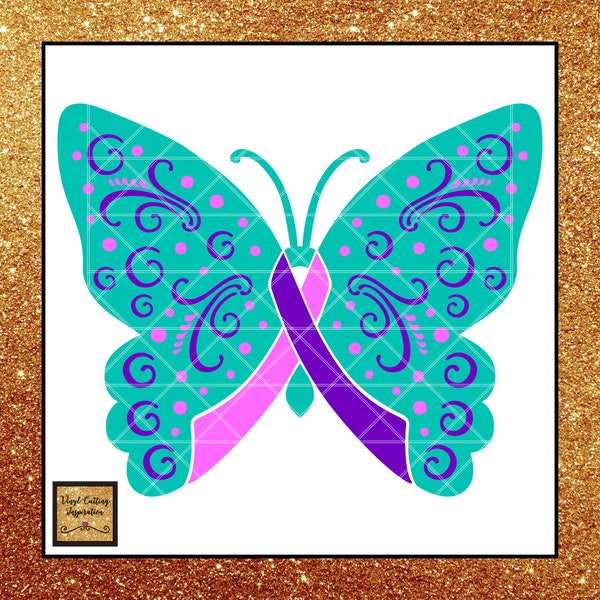 Thyroid Awareness Ribbon Svg, Thyroid Cancer Ribbon, Thyroid Awareness Ribbon, Butterfly Svg, Thyroid Svg. Svg Cutting Files, Cutting Files