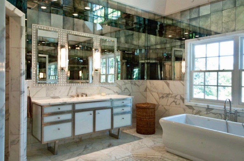 Antique Mirror Tile AA11 12x12 Etsy