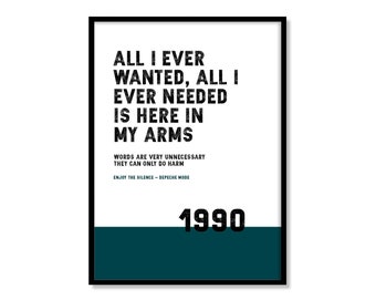 Enjoy The Silence - Depeche Mode Lyrics Print. Available in a variety of sizes and colours.